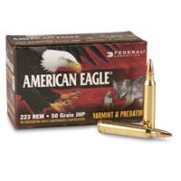 Federal American Eagle Varmint and Predator, .223 Remington, JHP, 50 Grain, 50 Rounds