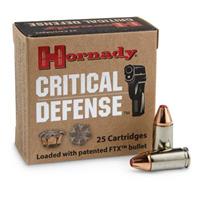 Hornady Critical Defense Lite, 9mm, FTX, 100 Grain, 25 Rounds