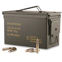 PPU, .308 (7.62x51mm), FMJBT, 145 Grain, 500 Rounds with Can