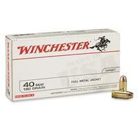 Winchester White Box, .40 S&W, FMJ, 180 Grain, 50 Rounds