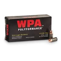 Wolf WPA Polyformance, 9mm, FMJ, 115 Grain, 500 Rounds