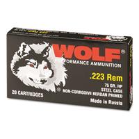 Wolf, .223 Remington, HP, 75 Grain, 20 Rounds