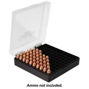 Cabela's Pistol Caliber-Specific Ammo Box - Black Ammo Box with Clear Lid - .380 ACP/9mm - 100 Rounds