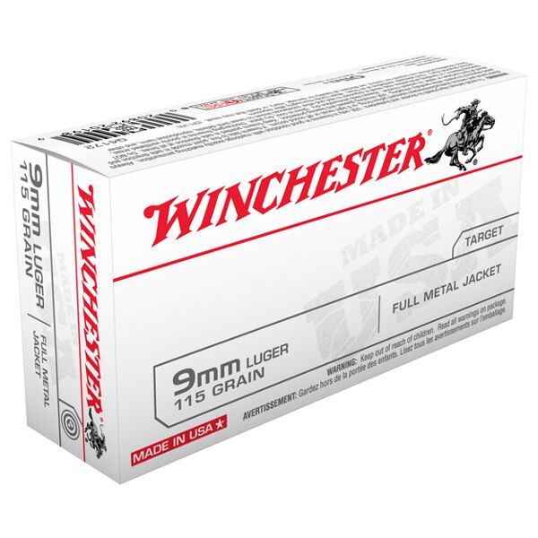 Winchester USA Handgun Ammo - 9mm Luger - FMJ - 100 Rounds