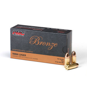 PMC Bronze Handgun Ammunition 9mm Luger 124 gr FMJ 1110 fps 50/box