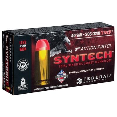 American Eagle Syntech Action Pistol 40 S&W Ammo - 40 S&W 205gr Total Synthetic Jacket 50/Box