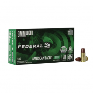 FEDERAL American Eagle Indoor Range Training 9mm 70Gr Lead Free 50rd Box Ammo (AE9LF1)