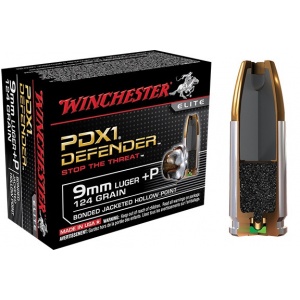 Winchester PDX1 Defender Handgun Ammunition 9mm Luger (+P) 124 gr PDX1 20/box