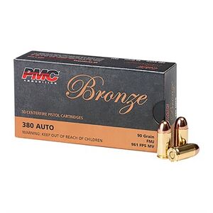 Pmc Ammunition Bronze 380 Auto Handgun Ammo - 380 Auto 90gr Full Metal Jacket 50/Box