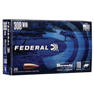Federal Varmint & Predator Rifle Ammunition .308 Win 110 gr V-MAX 3300 fps 20/ct