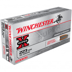 WINCHESTER Super-X 223 Rem 55Gr Jacketed Soft Point 20rd Box Rifle Bullets (X223R)