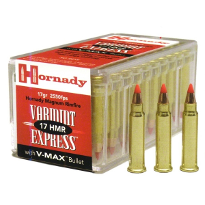 HORNADY Rimfire Varmint Express 17 HMR 17 Grain V-MAX Ammo, 50 Round Box (83170)