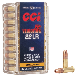 CCI Velocitor HP Rimfire Ammunition .22 LR 40 gr CPHP 1435 fps 50/ct
