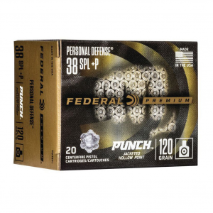 FEDERAL Punch .38 Special +P 120Gr JHP 20rd Box Ammo (PD38P1)