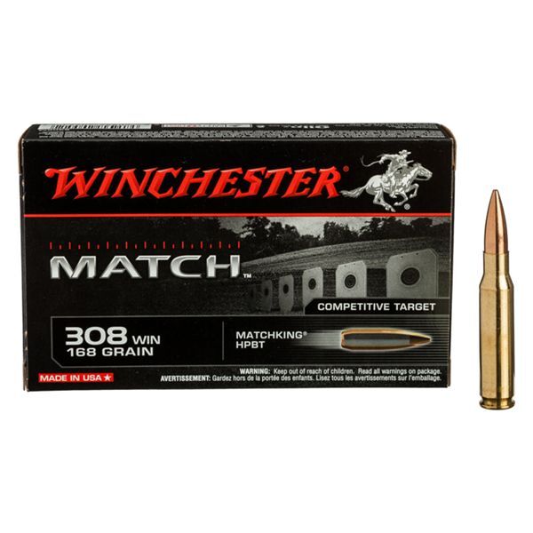 Winchester Match BTHP Centerfire Rifle Ammo - .308 Winchester - 168 Grain