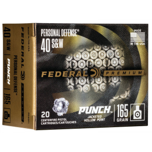 Federal Personal Defense Punch Handgun Ammuntion .40 S&W 165 gr JHP 1130 fps 20/ct