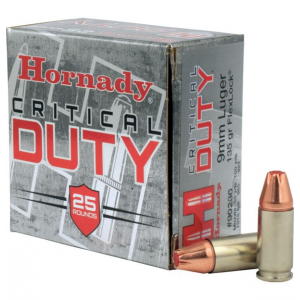 Hornady Critical Duty Handgun Ammo 9mm Luger 135 gr Flex Tip 1010 fps 25/box