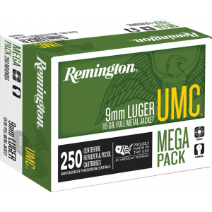 Remington UMC Handgun Ammunition 9mm Luger 115 gr FMJ 250/box