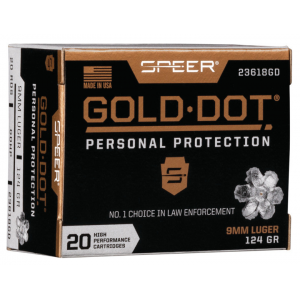 Speer Gold Dot Handgun Ammunition 9mm Luger 124 gr HP 1150 fps 20/ct