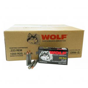WOLF Performance 223 Rem 55Gr FMJ 1000rds Steel Case Ammunition (WFMJ-223-55-1000RD)