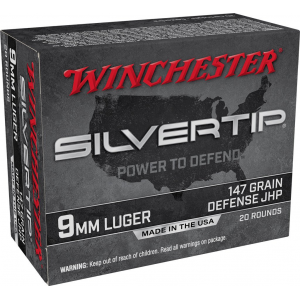 Winchester Silvertip Handgun Ammunition 9mm Luger 147gr HP 1010 fps 20/ct