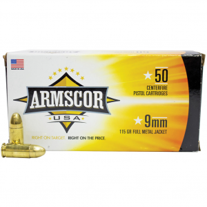 ARMSCOR 9mm Luger 115gr FMJ 50 Bx Pistol Ammo (FAC92N)