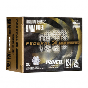 FEDERAL Punch 9mm 124Gr JHP 20rd Box Ammo (PD9P1)