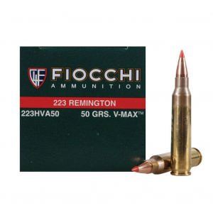 FIOCCHI 223 Rem. 50 Grain V MAX Ammo, 50 Round Box (223HVA)