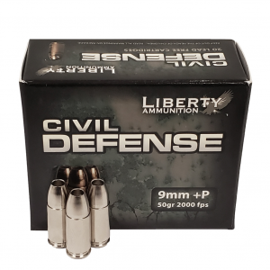 LIBERTY AMMUNITION Civil Defense 9mm Luger +P 50Gr Hollow Point 20/Bx Handgun Ammo (LACD09014)