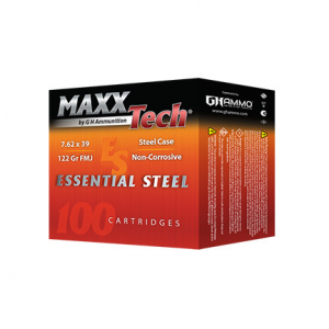 Maxxtech Essential Steel Case Rifle Ammunition 7.62x39 122gr FMJ 2396 1000/ct (25-40rd boxes)