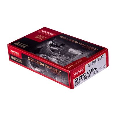 Norma Golden Target 308 Winchester Ammo - 308 Winchester 175gr Match Boat Tail 20/Box