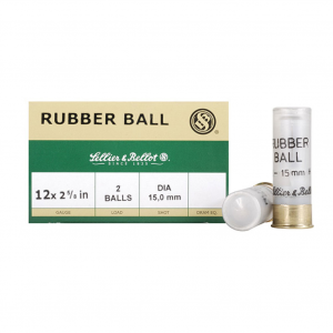 SELLIER & BELLOT Rubber Ball 12 Gauge 2.63in Less Lethal Ammo, 25 Round Box (SB12RBB)