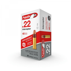 Aguila Interceptor Rimfire Ammunition .22 LR 40 gr CPSP 1470 fps 50/rd