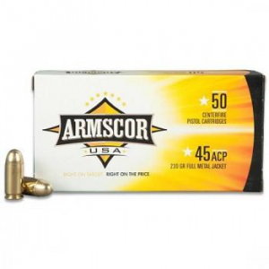 Armscor Handgun Ammunition .45 ACP 230 gr FMJ 849 fps 50/ct