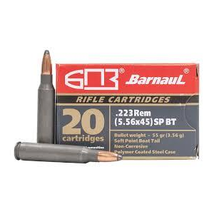 Barnual Polycoated Steel Case Rifle Ammunition .223 Rem 55gr HP 3271 fps 500/ct (Case)