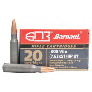 Barnual Polycoated Steel Case Rifle Ammunition .308 Win 150gr HP 2756 fps 500/ct (Case)