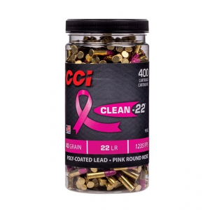 CCI High Velocity Clean-22 Ammunition Pink .22LR 40gr Poly Coated LRN 1235 fps 400/ct