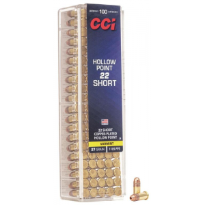 CCI Short Hollow Point Rimfire Ammunition .22 Short 27 gr CPHP 1105 fps 100/ct