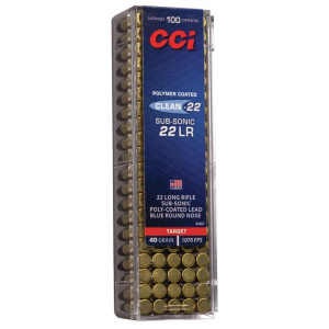 CCI Target SubSonic Blue Rimfire Ammunition .22 LR 40 gr LRN 1070 fps 100/ct