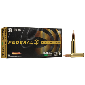 Federal Premium Gold Medal Rifle Sierra MatchKing Ammunition .338 Lapua Mag 250 gr BTHP 2950 fps - 20/box