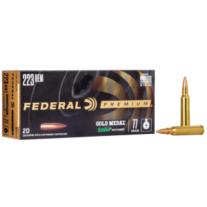 Federal Premium Gold Medal Sierra MatchKing Rifle Ammunition .223 Rem 77 gr BTHP 2720 fps - 20/box