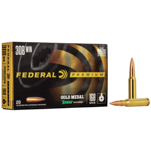 Federal Premium Gold Medal Sierra Matchking Rifle Ammunition .308 Win 168 gr BTHP 2650 fps - 20/box