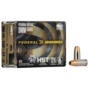 Federal Premium Personal Defense HST Handgun Ammunition 9mm Luger 124gr 1150fps HST 20/ct