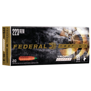 Federal Premium Vital-Shok Trophy Copper Rifle Ammunition .223 Rem 55 gr Poly Tip 3240 fps 20/ct