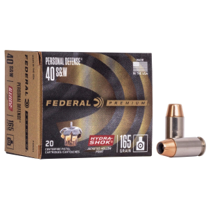 Federal Premuim Personal Defense Handgun Ammunition .40 S&W 165 gr JHP 980 fps 20/box