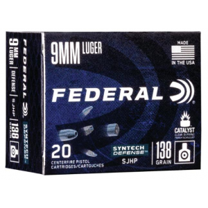 Federal Syntech Defense Handgun Ammuntion 9mm Luger 138 gr SJHP 1130 fps 20/ct