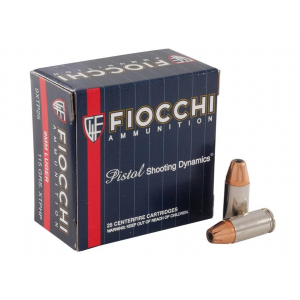 Fiocchi Extrema Handgun Ammunition 9mm Luger 115 gr JHP 1150 fps 25/box