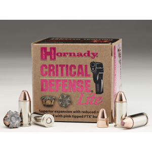 Hornady Critical Defense Lite Handgun Ammunition 9mm Luger 100 gr FTX 1125 fps 25/box