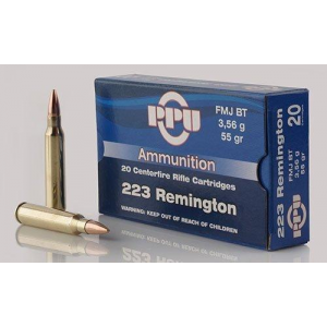 PPU Rifle Ammunition .223 Rem 55 gr FMJ-BT 3240 fps 20/ct