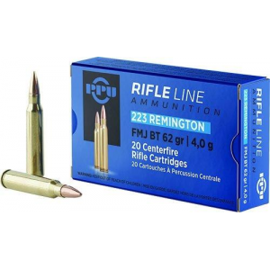 PPU Rifle Ammunition .223 Remington FMJ BT 62gr 3042 fps 20/ct